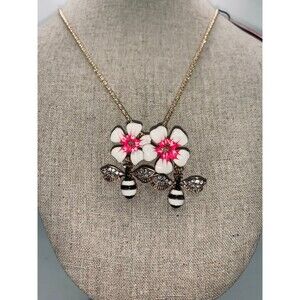 Betsey Johnson Tropical Flower and Bees Necklace Brooch